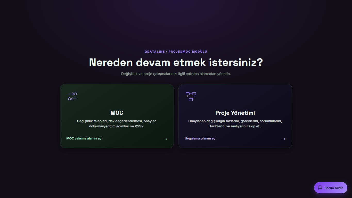 MOC ve Proje Yönetimi çalışma alanları